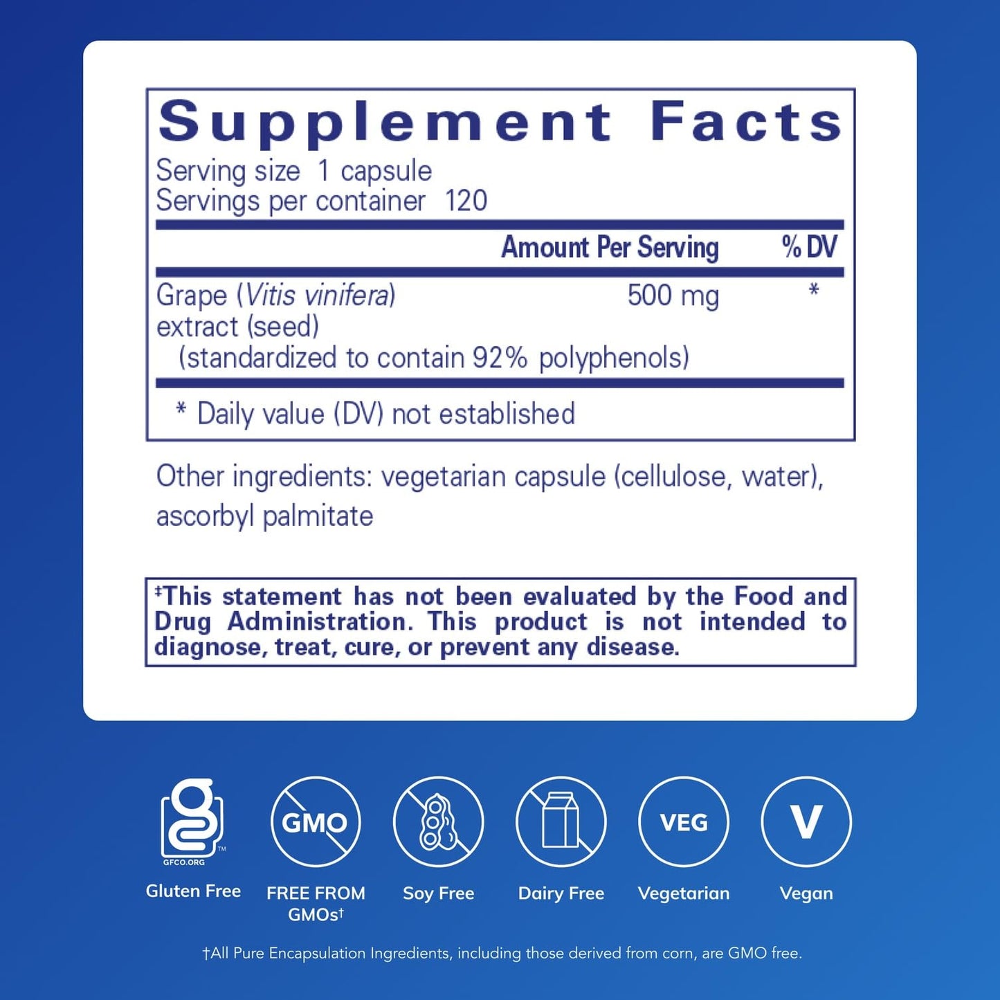Pure Encapsulations Grape Pip 500 mg — Vascular Health Support | 120 Capsules