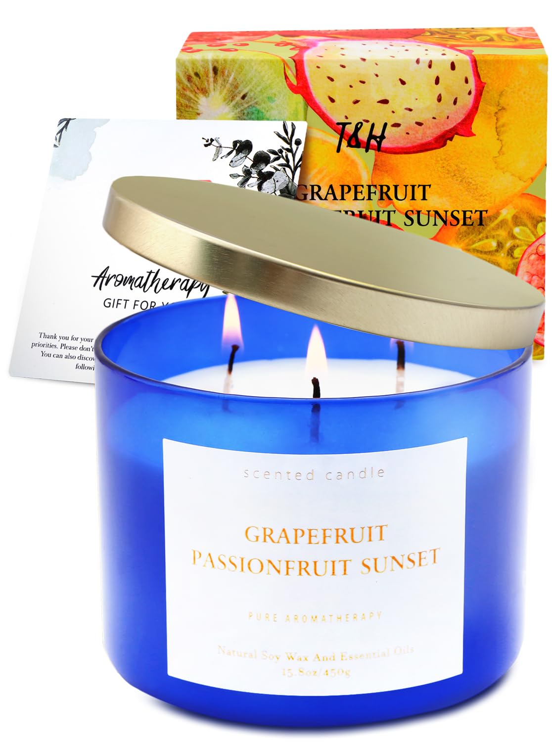 Grapefruit Passionfruit Sunset 3-Wick Soy Candle – 15.8 oz | Tropical Citrus