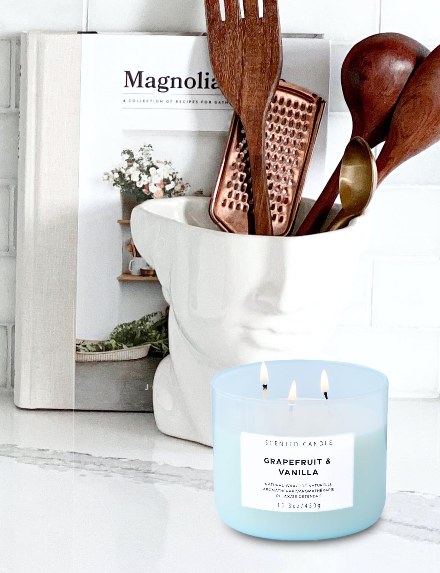 Grapefruit Vanilla 3-Wick Soy Candle 15.8 oz | Strong Throw, Clean Burn