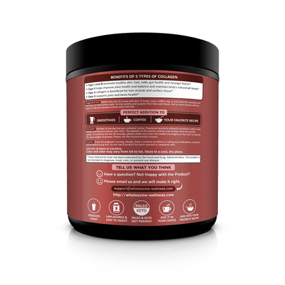 Wholesome Wellness Multi Collagen Powder – Grass-Fed Type I II III V X