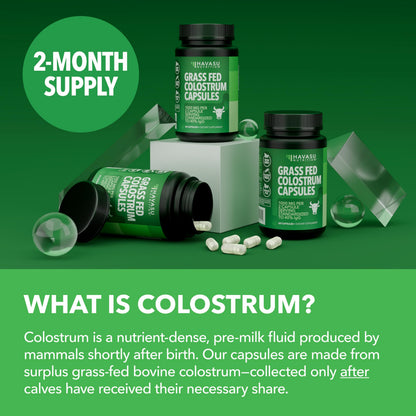 Grass Fed Colostrum Supplement – 1000mg per Serving, 120 Count (60 Day Supply) | IgG 40%
