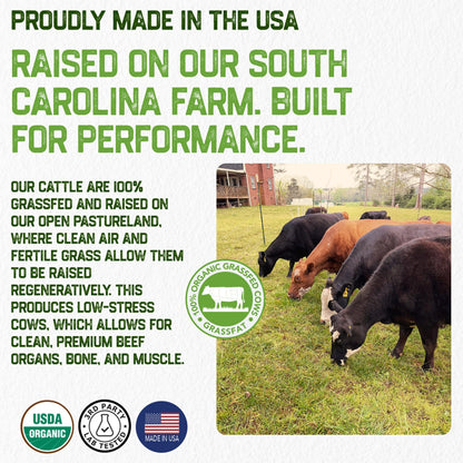 Grassfat USDA Organic 100% Grassfed Beef Organs Supplement – Made in USA | 30 Servings