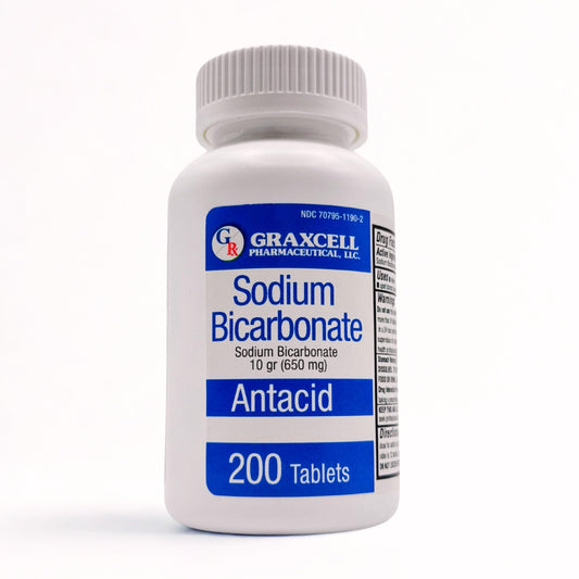 Graxcell Sodium Bicarbonate Tablets 650mg (200 Count) | Fast Heartburn Relief & Digestive Support