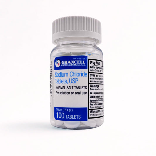 Graxcell Sodium Chloride Tablets 1g | Electrolyte Support for POTS & Dysautonomia | 100 Count | Made in USA