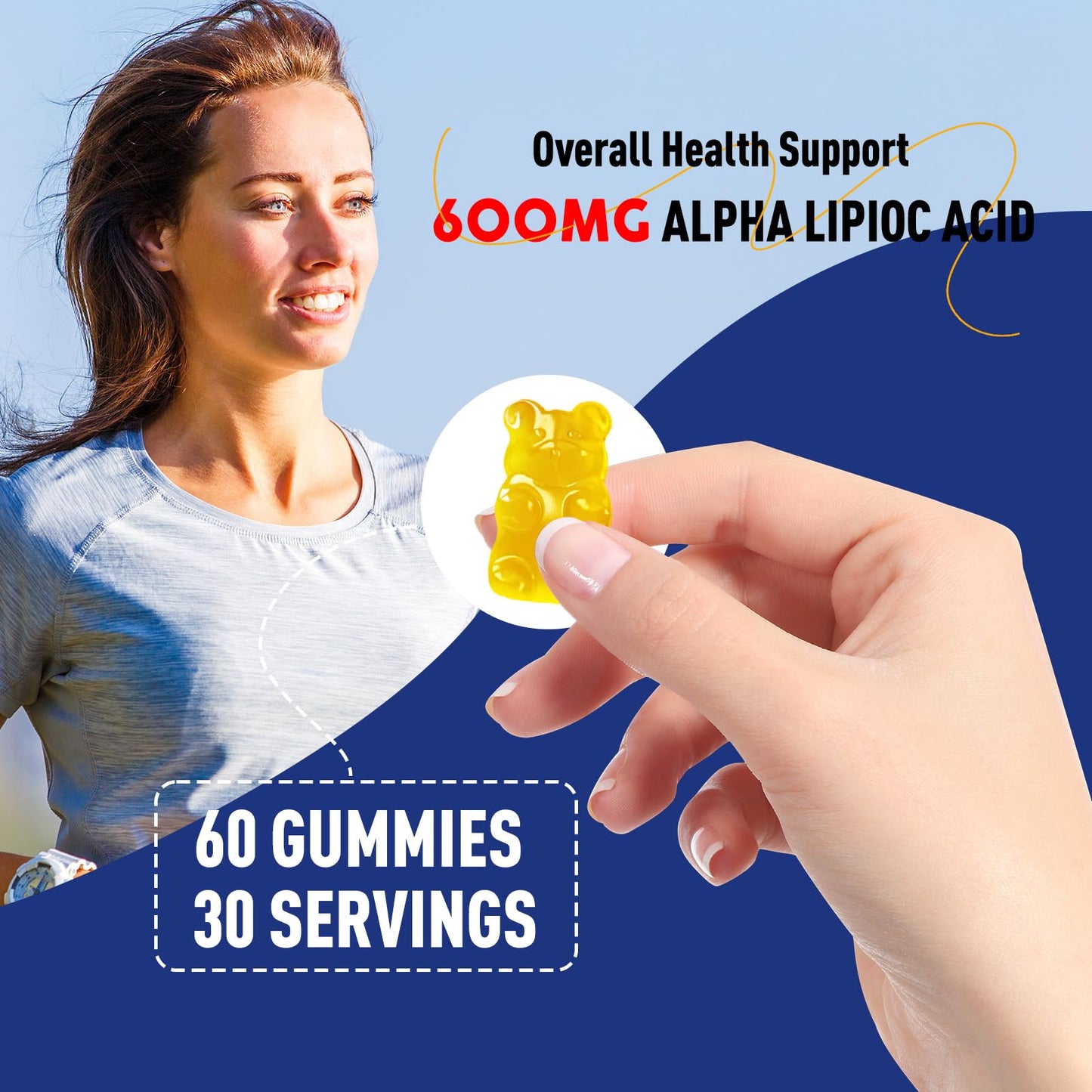 GREABBY Alpha Lipoic Acid 600mg Gummies – Sugar Free Pineapple, 60 Count
