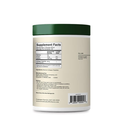 Great Lakes Wellness Collagen Peptides Powder – Unflavored, 20 oz | Skin, Hair, Nails, Joints & Digestion