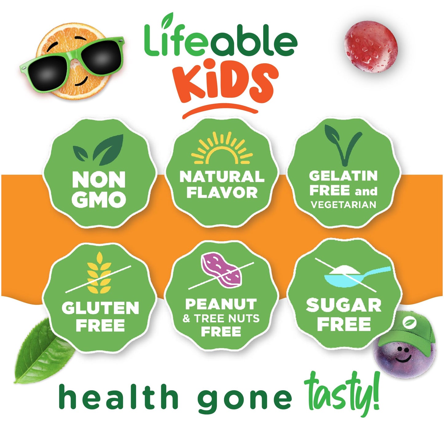 Lifeable Sugar Free Prebiotic Kids Fiber Gummies – 4g Fiber, Vegetarian, Digestive Health | 90 Probiotics Gummies