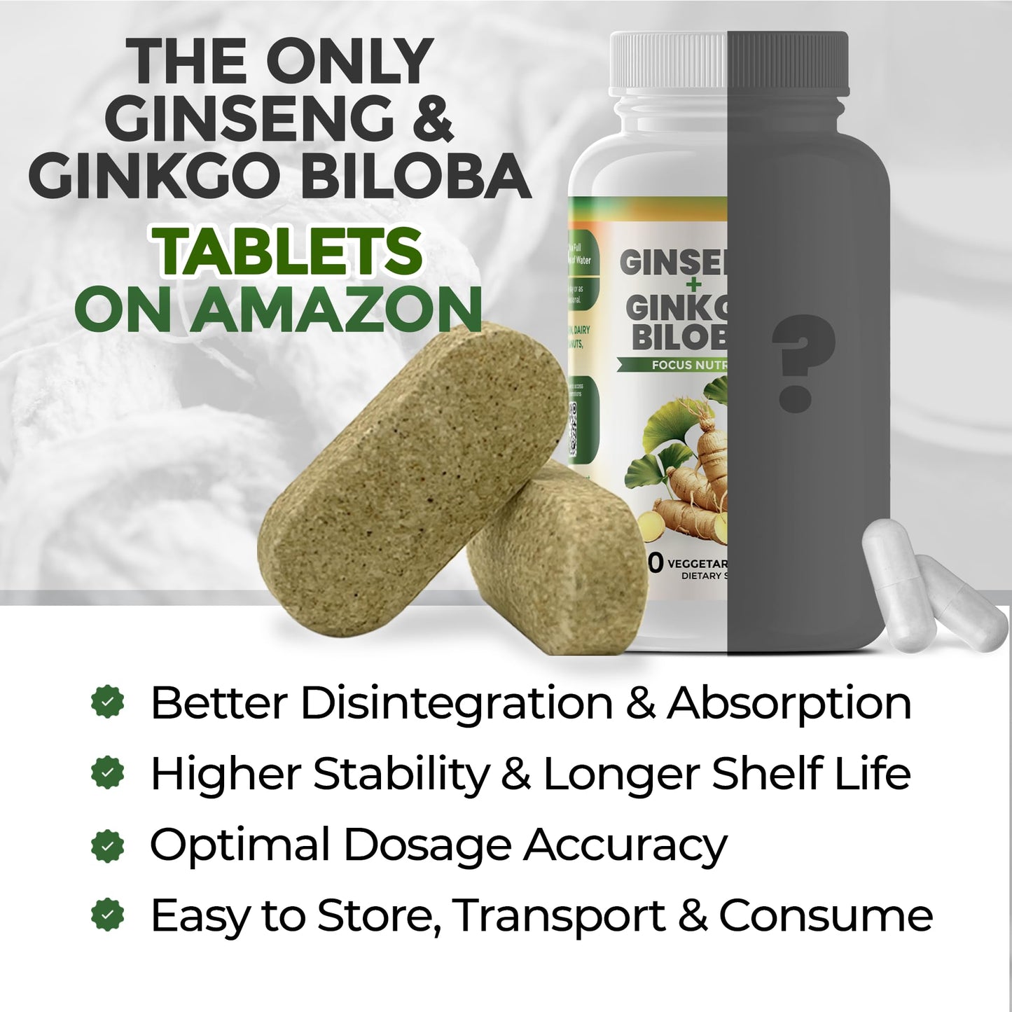 GreeNatr Ginko Biloba & Panax Ginseng – Brain Support & Focus (3 Bottles)