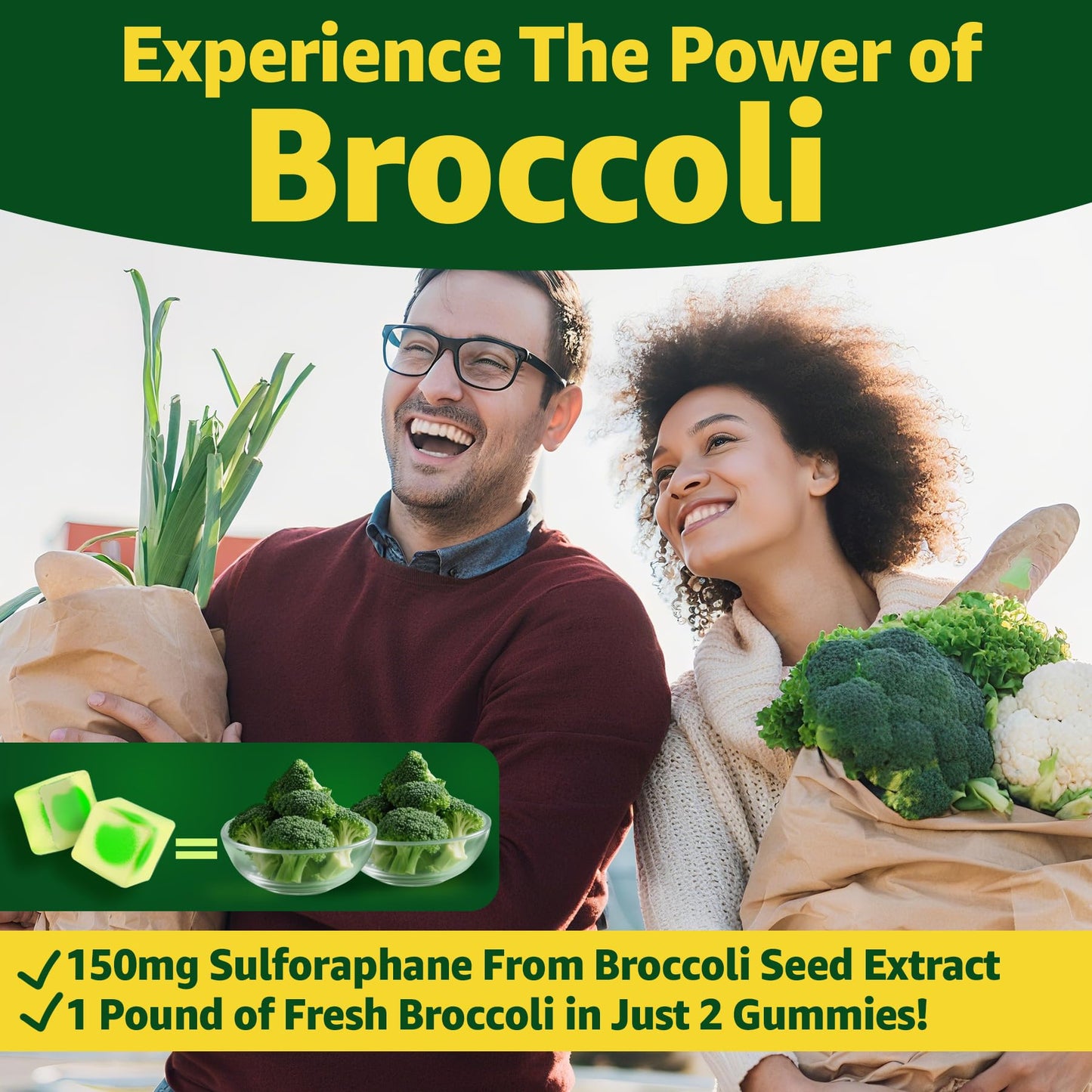 Liposomal Sulforaphane Gummies 150mg | Broccoli Seed Extract, Myrosinase & Quercetin (120 Ct)
