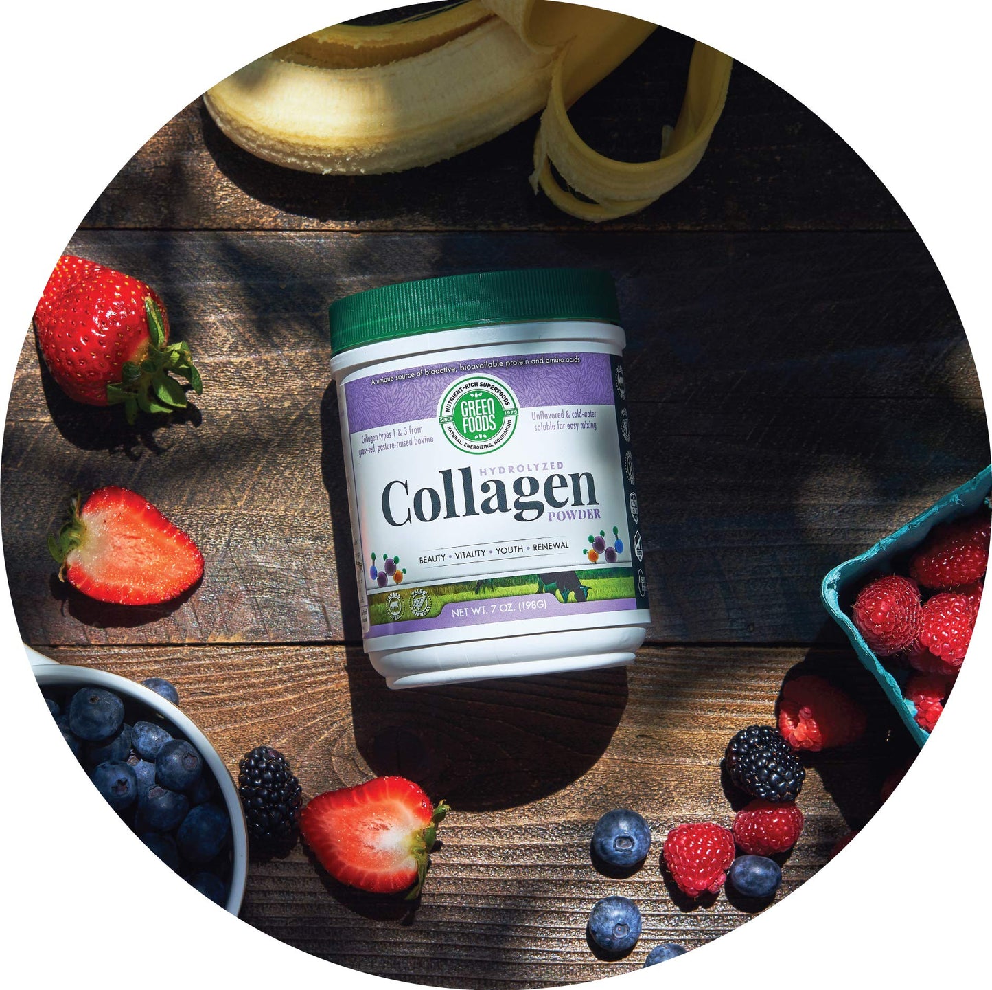 Green Foods Grass-Fed Hydrolyzed Collagen Peptides Protein Powder 7oz | 30 Servings