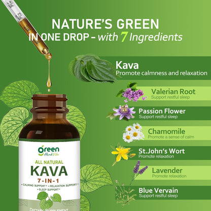 Green Herb Vibe Kava Drops – Relaxation & Sleep Support (60 Days, 2 oz)