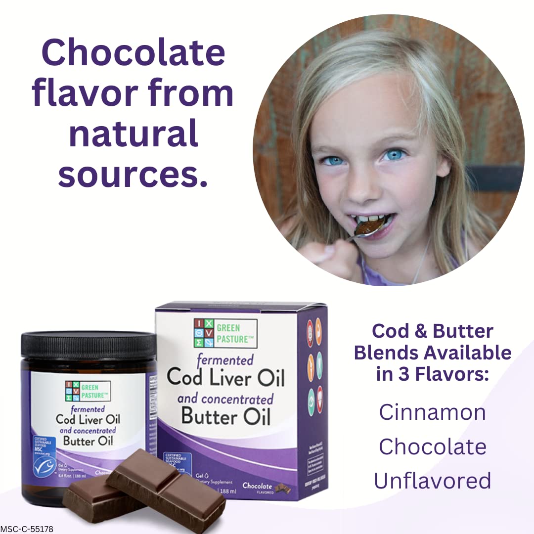 Green Pasture Butter Oil & Fermented Cod Liver Oil Gel – Chocolate, 6.4 oz