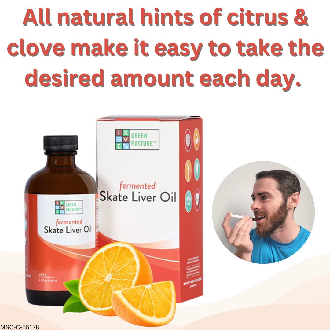 Green Pasture Fermented Skate Liver Oil - Orange | 6.0 fl oz