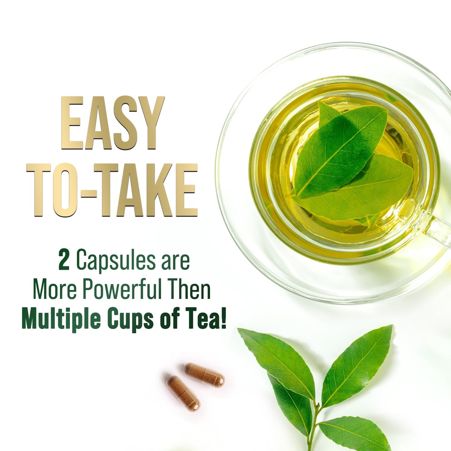 Green Tea Extract Capsules 1000 mg | 45% EGCG & 98% Polyphenols | 3X Strength | Vegan, Non-GMO, 240 Capsules