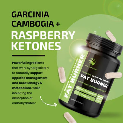 Green Tea Weight Loss Pills for Women & Men | 45% EGCG | Vegan Fat Burner | 120 Ct