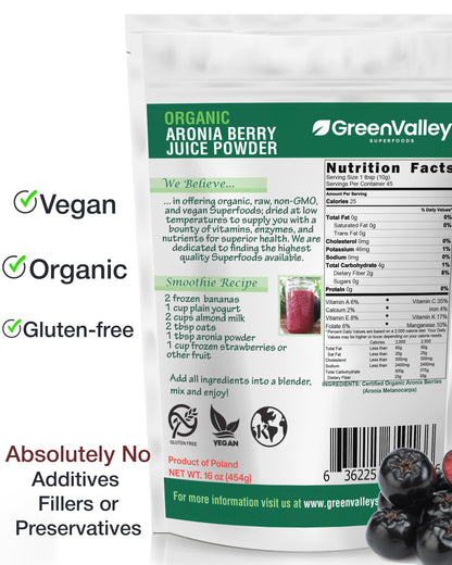 Organic Aronia Berry Juice Powder - 1 lb | Antioxidants