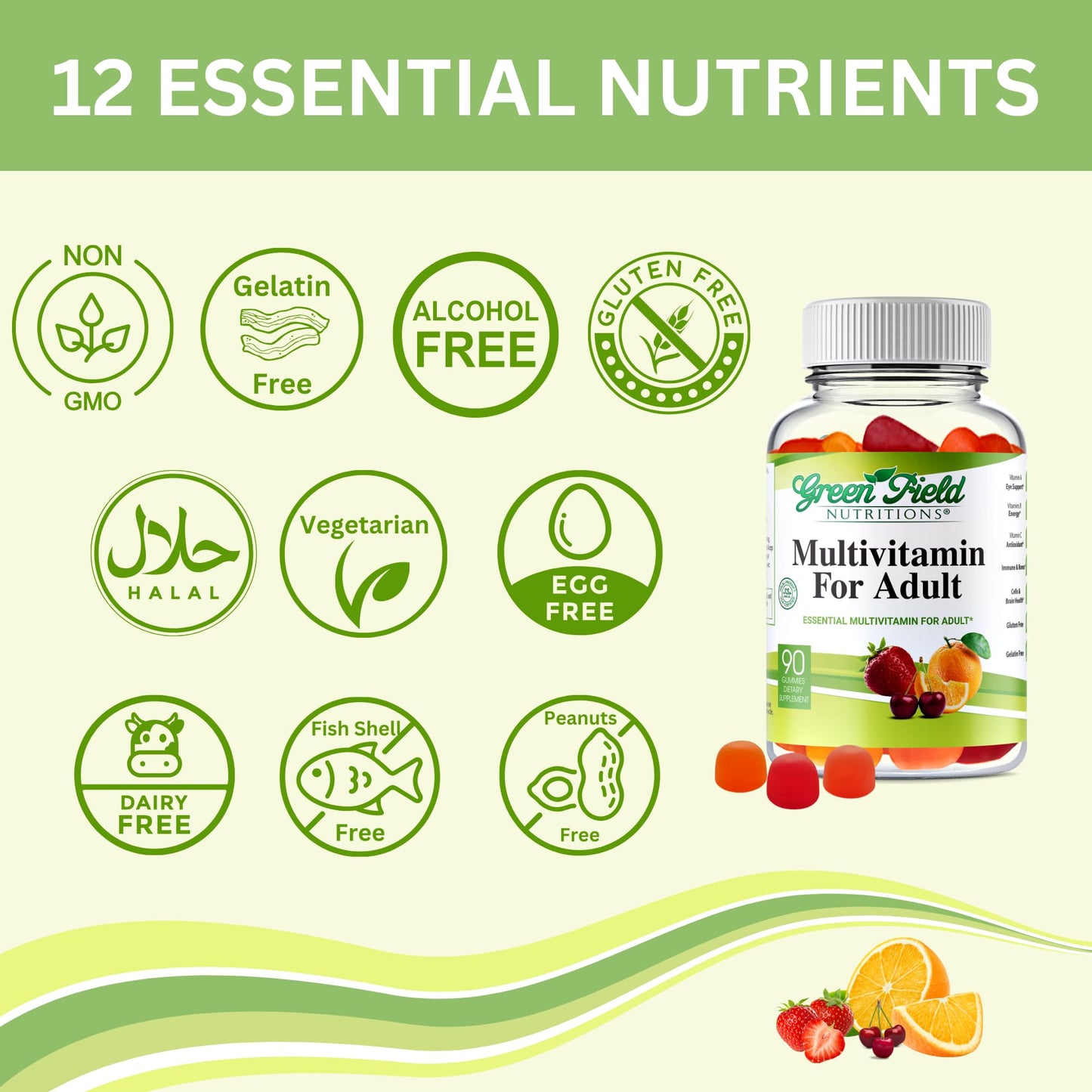 Greenfield Nutritions Halal Multivitamins for Adults - Gelatin Free & Vegetarian