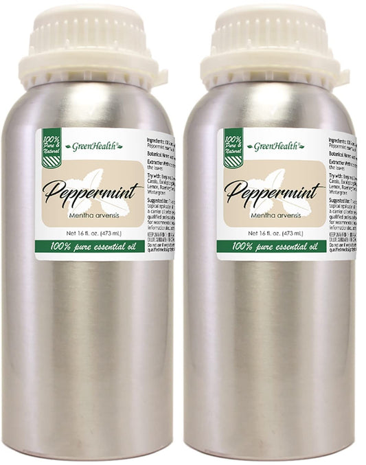 GreenHealth Peppermint Essential Oil – 2 Pack (32 oz) – 100% Pure & Uncut