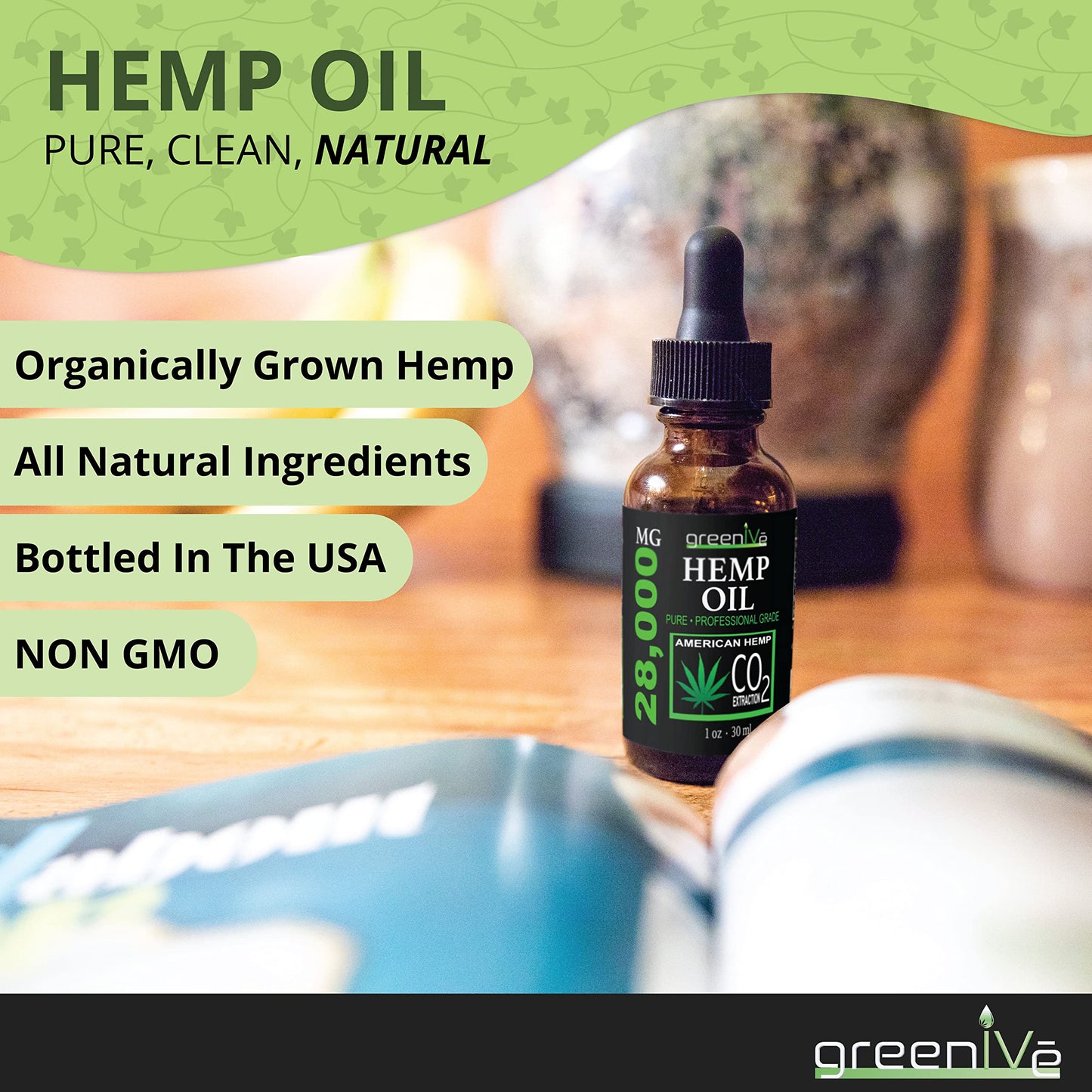 GreenIVe Hemp Drops 28,000mg – Naturally Grown Hemp Oil (4 Pack) | Vegan Omegas