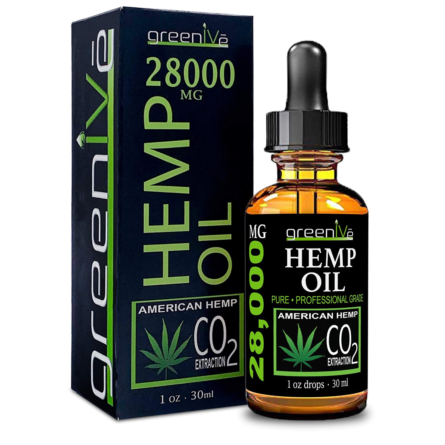 GreenIVe Hemp Drops 28,000mg – Naturally Grown Hemp Oil (4 Pack) | Vegan Omegas