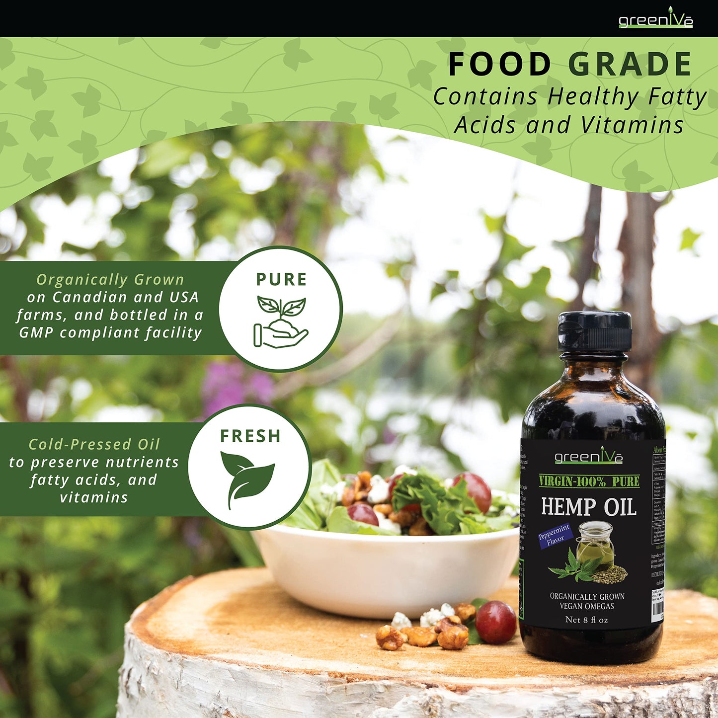 GreenIVe Organic Peppermint Hemp Oil 224,000mg – Cold Pressed (2-Pack)