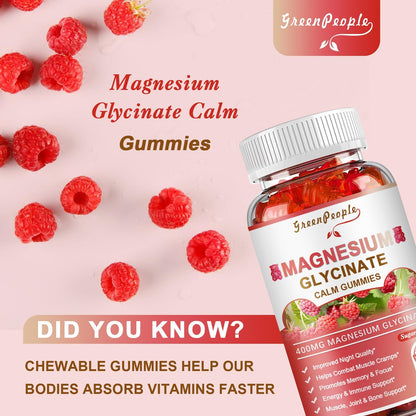 GREENPEOPLE Magnesium Glycinate Gummies Raspberry – 400mg, Sugar Free