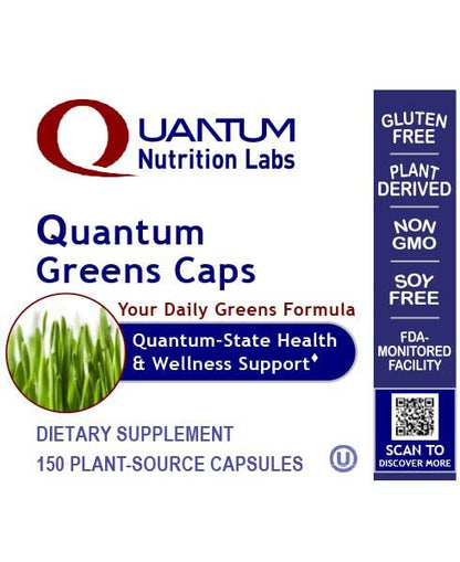 Quantum Nutrition Labs Greens Capsules – Super Greens, Organic Veggie Pills, 150 Vegetarian Capsules