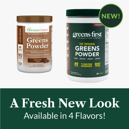 Greens First Original Greens Powder - 49 Superfoods, Organic, Vegan (Chocolate, 30 Servings)