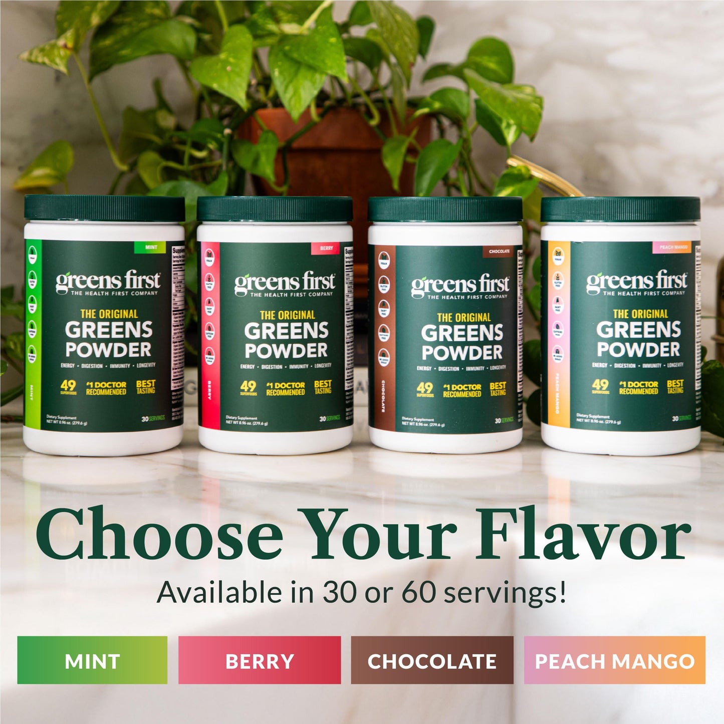 Greens First Original Greens Powder - 49 Superfoods, Organic, Vegan (Chocolate, 30 Servings)