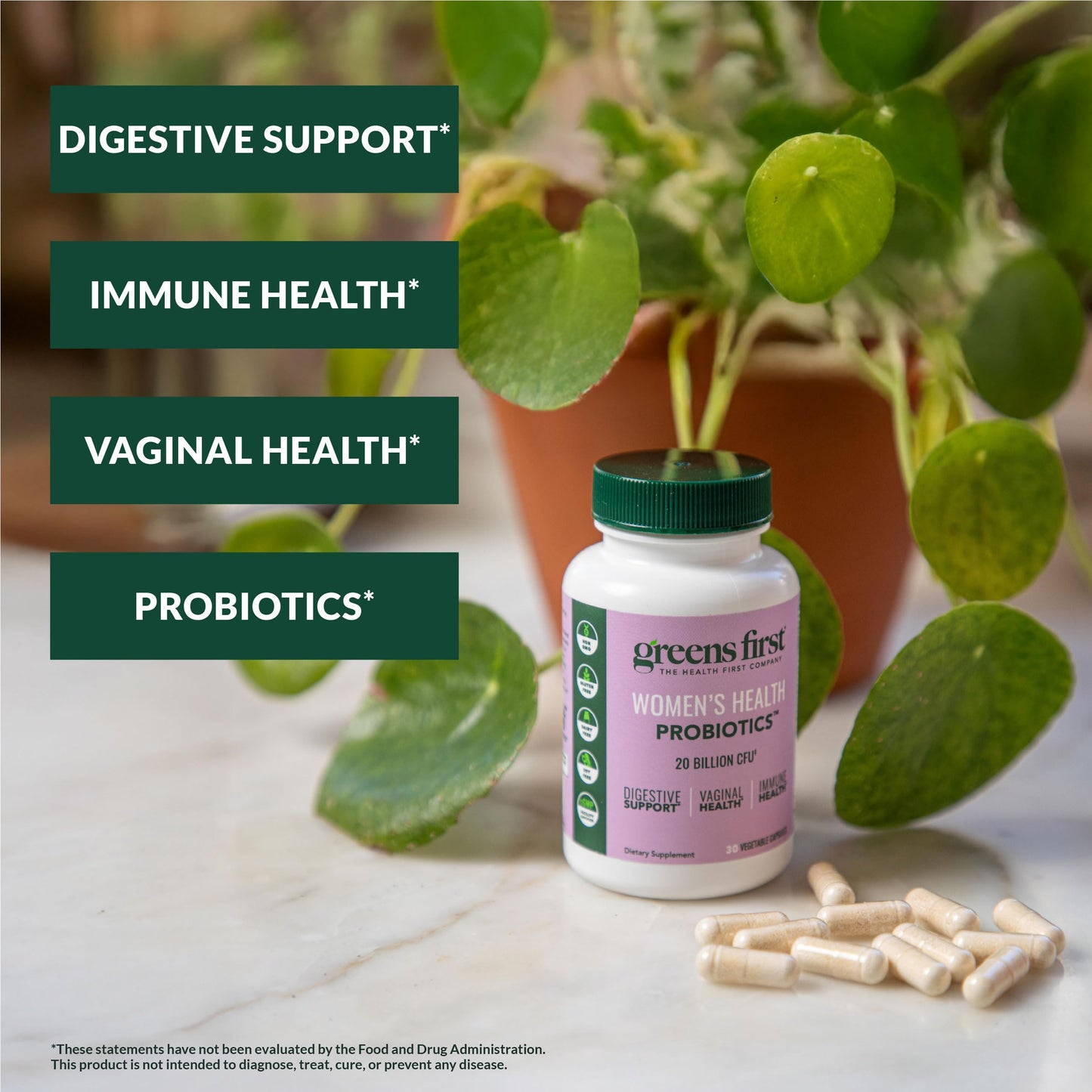 Greens First Women's Health Probiotics - 20B CFU for Digestive, Immune & Vaginal Health