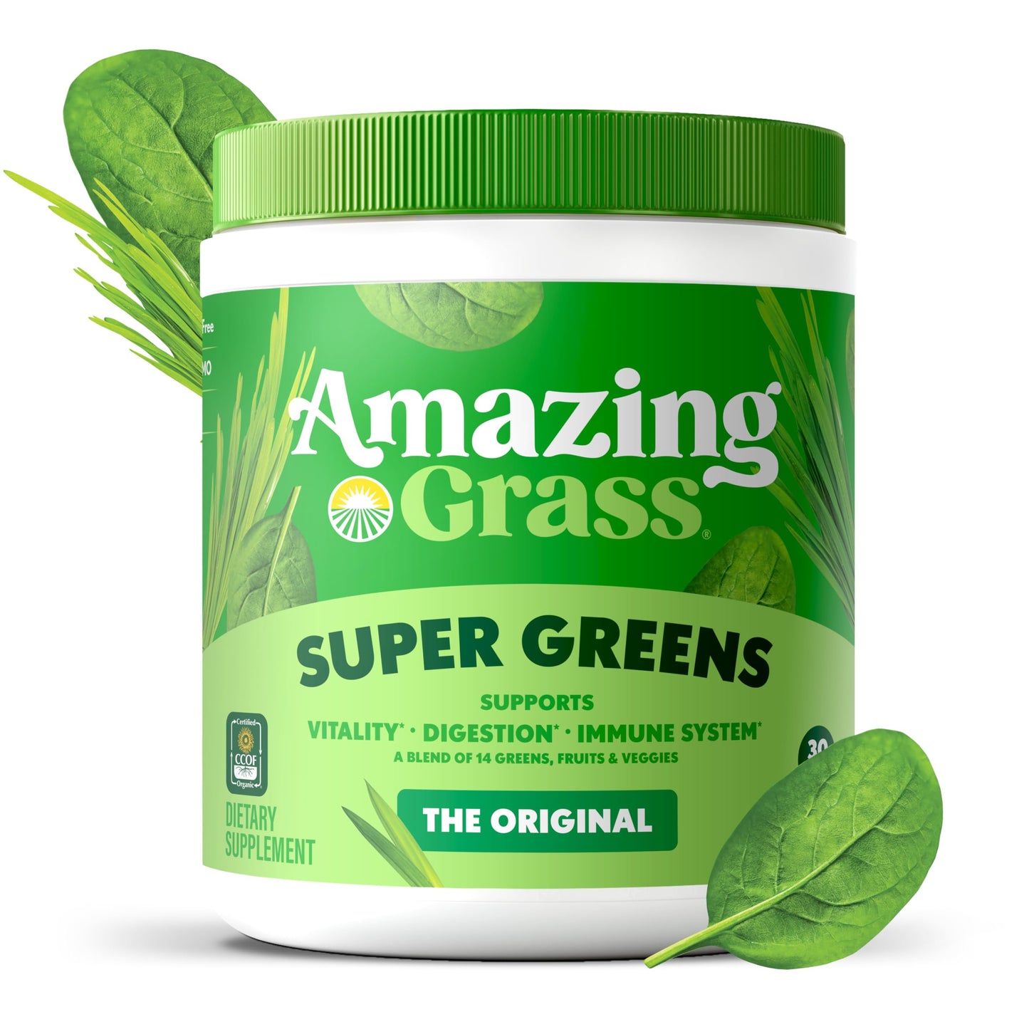 Amazing Grass Greens Blend Superfood – Organic Greens Powder with Spirulina & Probiotics