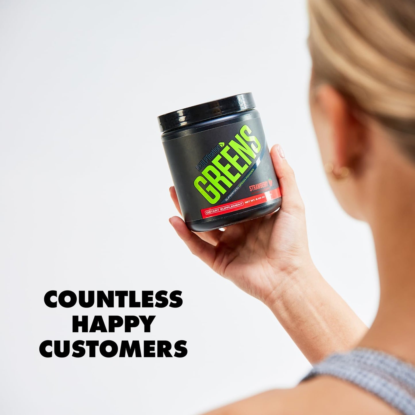 Sculpt Nation Greens Strawberry Powder with Collagen – Skin, Digestion & Energy