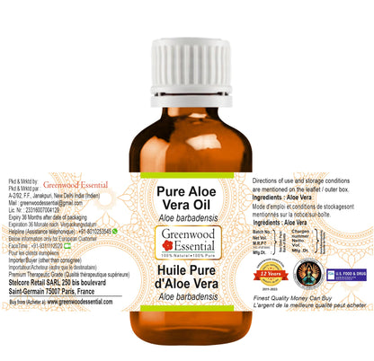 Greenwood Essential Pure Aloe Vera Oil 10ml | Therapeutic Grade, Alcohol & Solvent Free