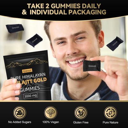 Grevol Himalayan Shilajit Gummies with Ashwagandha & Fulvic Acid – 120 Gummies