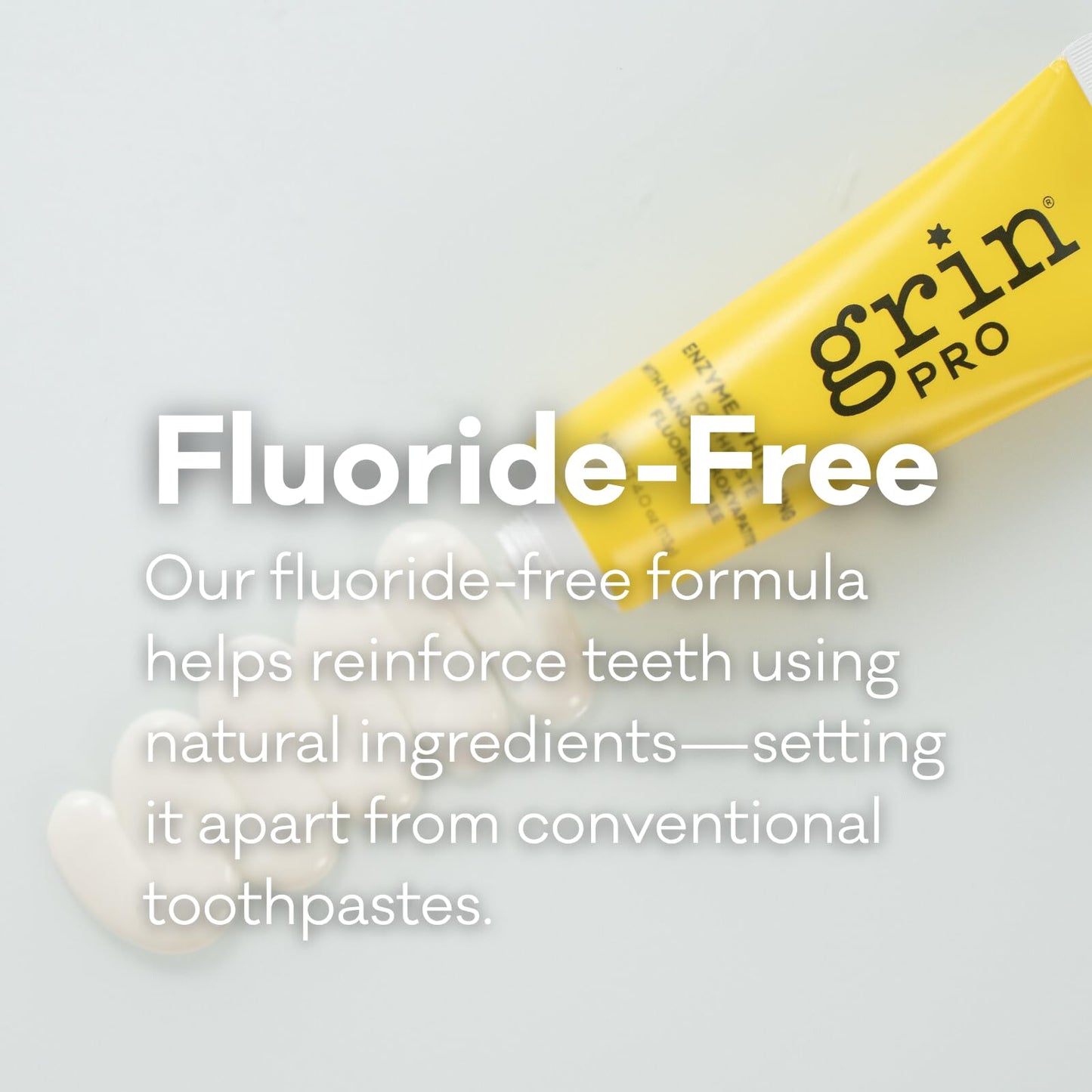 Grin Pro Enzyme Whitening Toothpaste | Nano-Hydroxyapatite, Fluoride Free, SLS Free, Peppermint – 4 oz