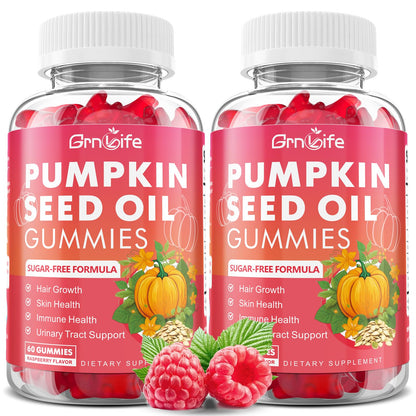 GrnLife Pumpkin Seed Oil Gummies with Saw Palmetto - 2 Pack, Raspberry, 120 Count