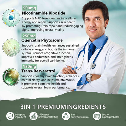 GSXR NAD+ 900MG Liposomal NR + Resveratrol – Anti-Aging NAD Supplement