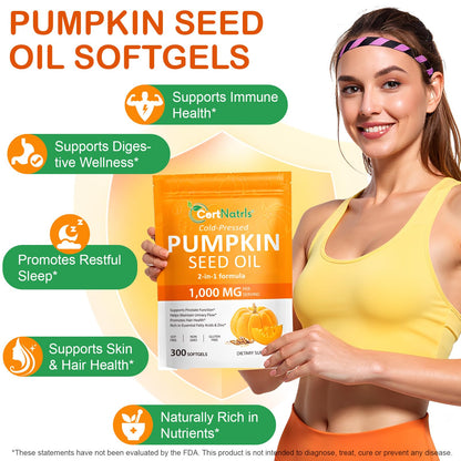 GTZSXNP Pumpkin Seed Oil Capsules 2 in 1 – Hair & Prostate Health (Non-GMO)