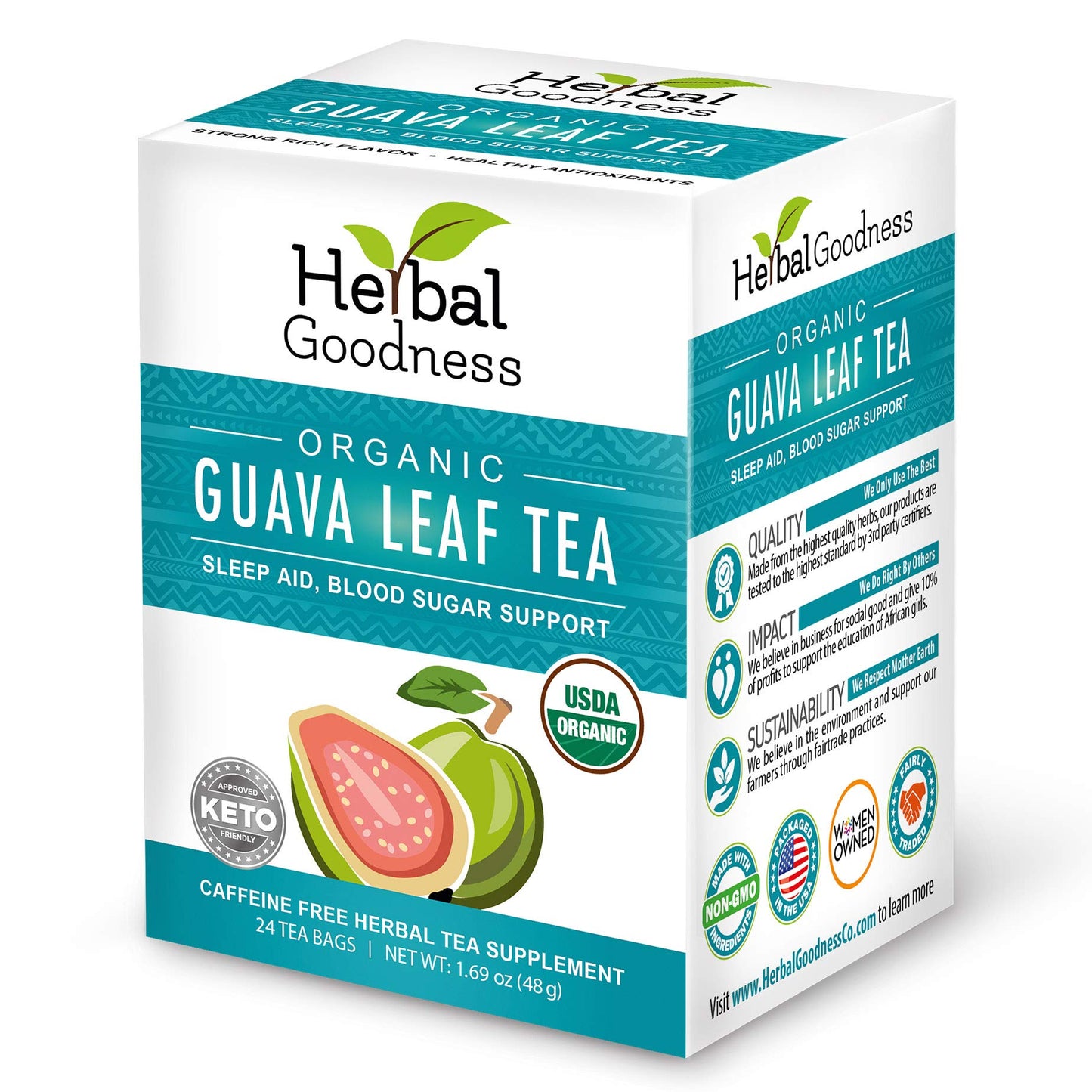 Guava Leaf Tea – 24 Bags, 100% Organic Guava Leaves | Immune Support