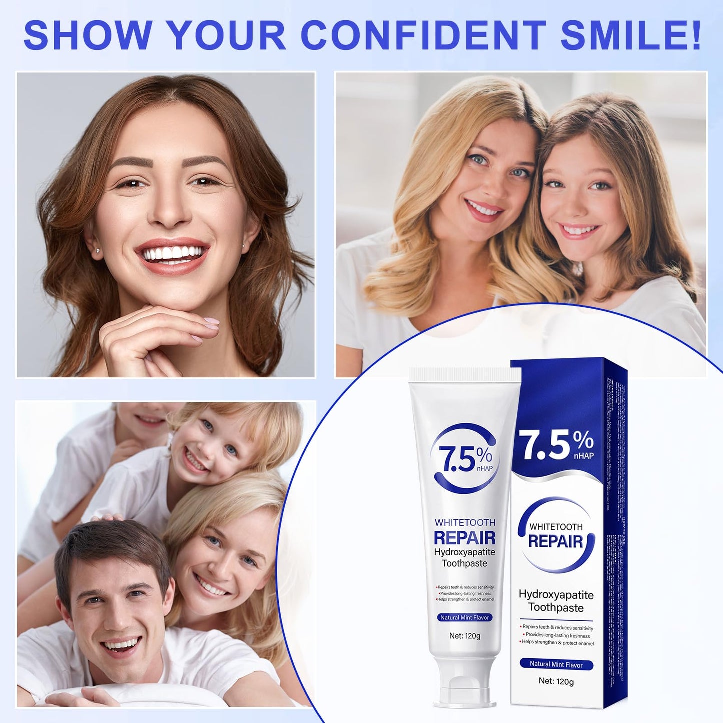 7.9% Nano Hydroxyapatite Toothpaste 2-Pack – Gum Care, Enamel Strengthening & Sensitivity Relief