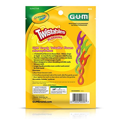GUM Crayola Twistables Kids Flossers with Fluoride – 90 Count (Ages 3+)