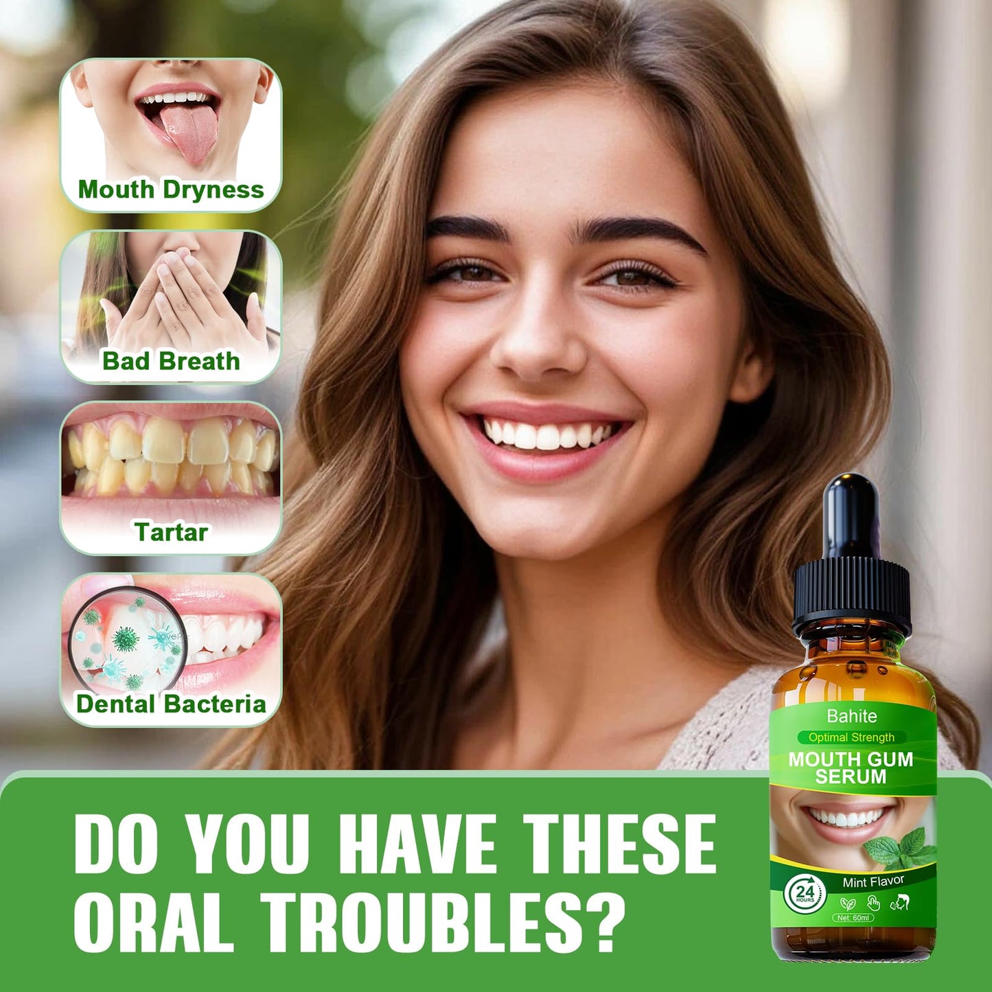 Gum Restore Drops – Bad Breath Treatment for Adults | Gum Regrowth for Receding Gums, Dry Mouth, Alcohol-Free Mint 60ML