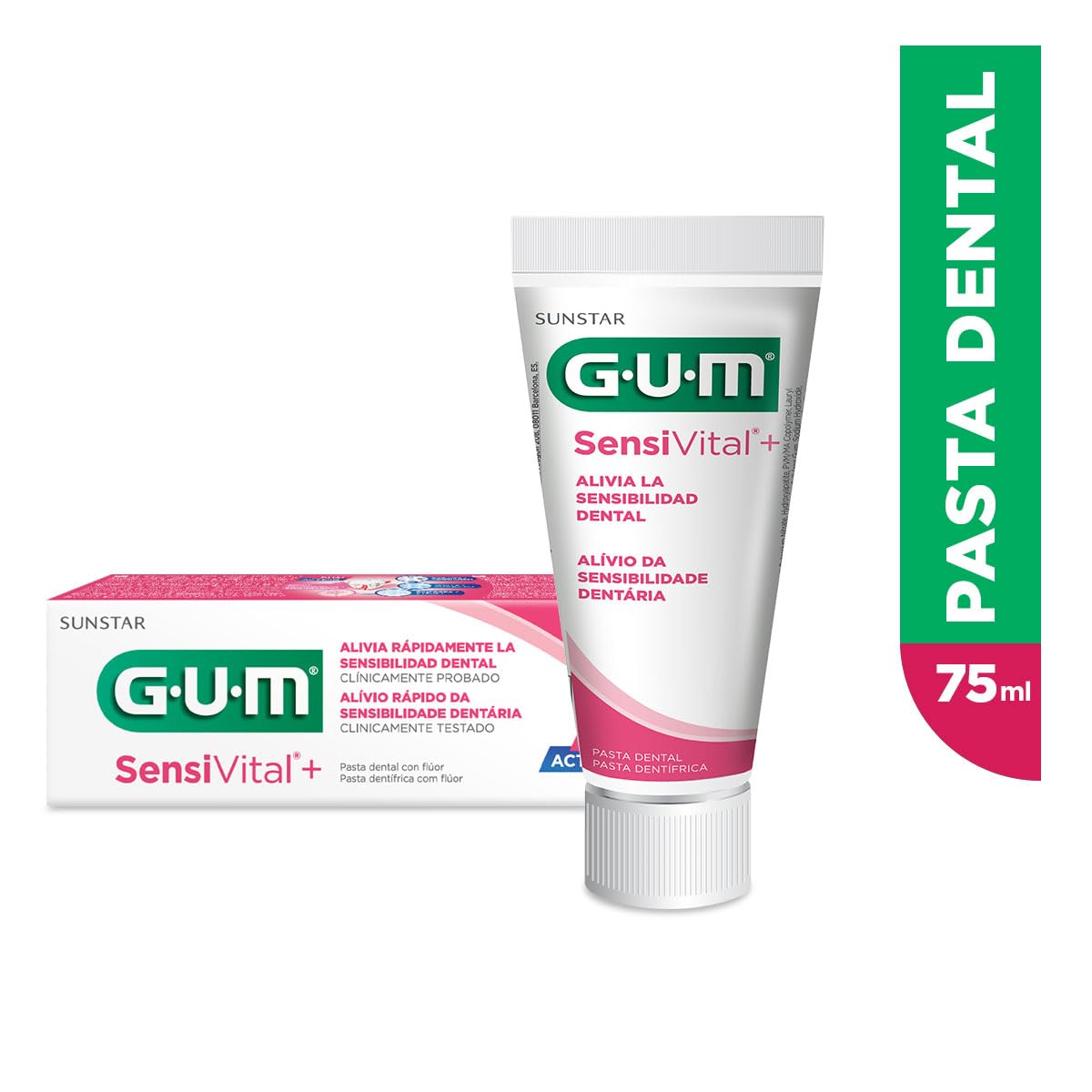 GUM Sensi Vital+ Dual Action Toothpaste with Fluoride – 75 ml (2.5 fl oz) – Made in Italy