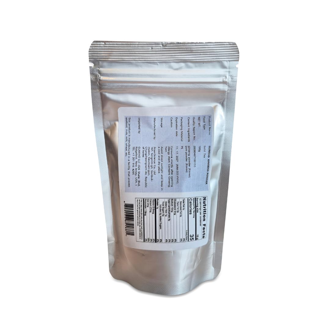 Gumiho Ginseng Powder- Korean Panax Ginseng & Yam from Geumsan; Ginsenosides Supports Immune System; Yam Supports Digestive System, Increasing Health Benefits; Ideal for Drinks, Bakeries, Savories