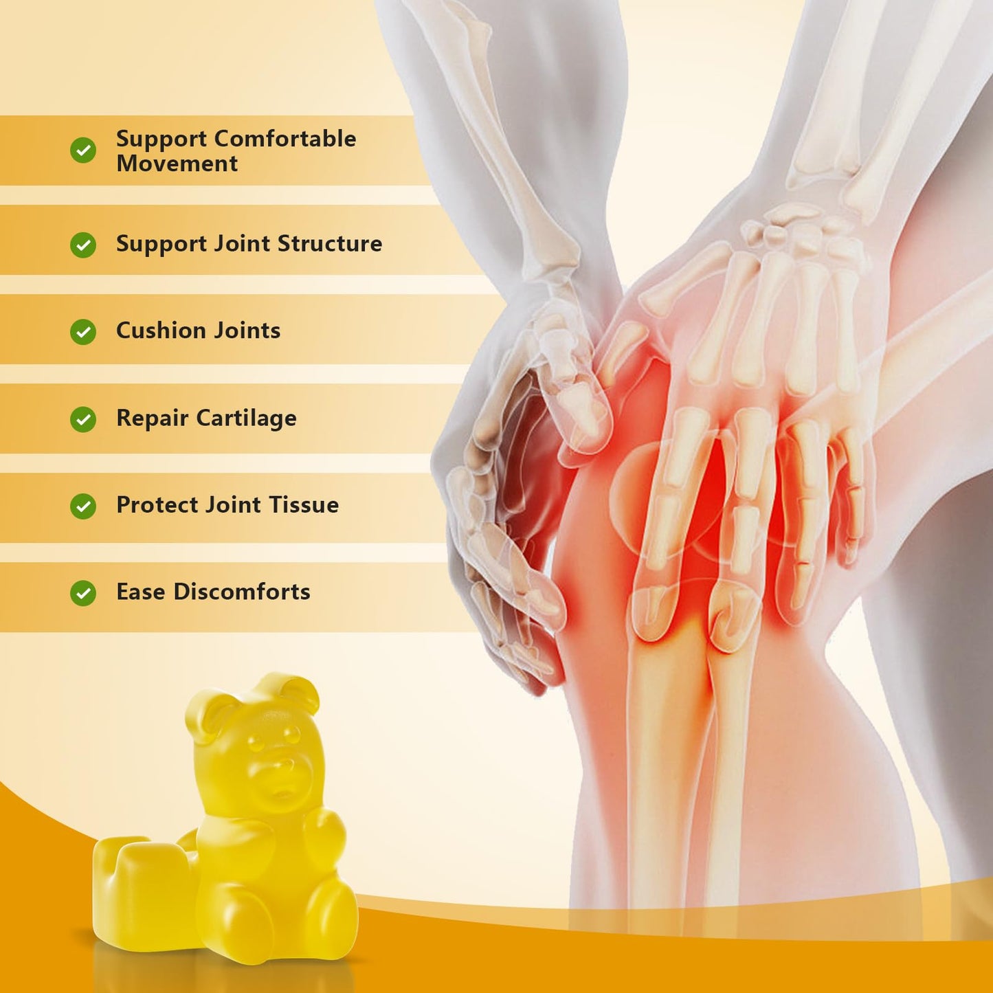 Sugar Free Glucosamine Chondroitin Gummies – Extra Strength 1500mg | Joint Support for Men & Women