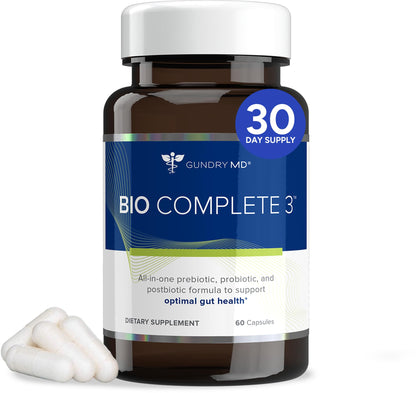 Gundry MD Bio Complete 3 — 3-in-1 Probiotics for Digestion, Energy, and Skin | 30 Day Supply