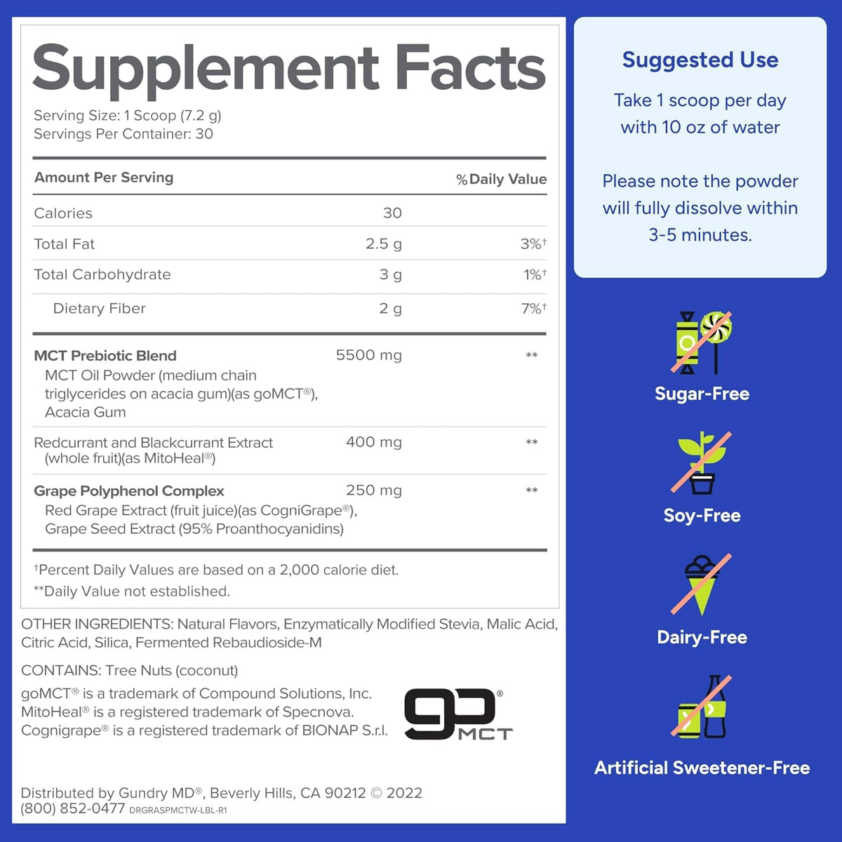 Gundry MD MCT Wellness Powder – Energy, Ketone Support, Brain Health (Raspberry Medley, 90 Day Supply)