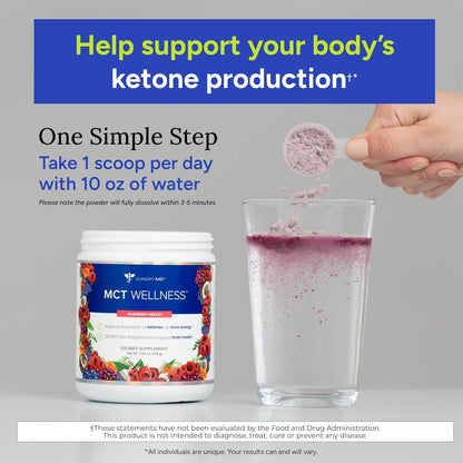Gundry MD MCT Wellness Powder Raspberry Medley – Energy, Ketone Support, Sugar Free (90 Day Supply)