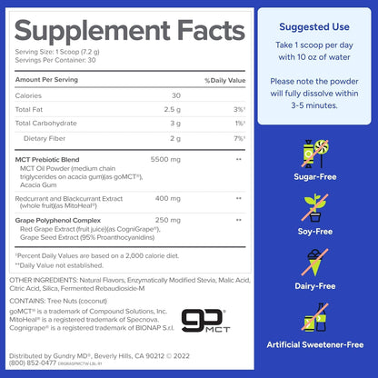Gundry MD MCT Wellness Powder Raspberry Medley – Energy, Ketone Support, Sugar Free (90 Day Supply)