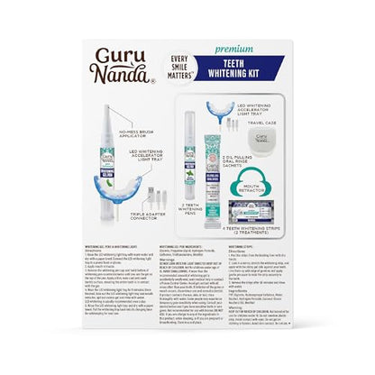 GuruNanda Premium Teeth Whitening Kit with Wired LED Light & Whitening Pen, Works with iPhone & Android